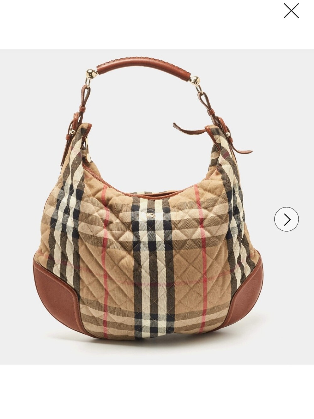 Burberry Quilted Check Hobo Leather